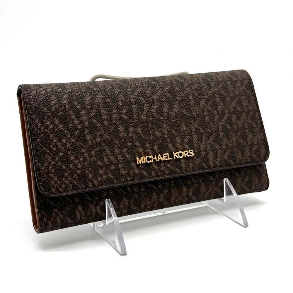 Michael Kors Large Trifold Wallet Brown Signature